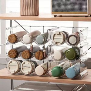 LIANG พลาสติกทำจากพลาสติก ที่วางแก้ว โปร่งใสโปร่งใส ป้องกันการตก ที่วางขวดน้ำ มัลติฟังก์ชั่ วางซ้อนกันได้ ที่วางขวดน้ำไวน์ สำหรับบ้าน