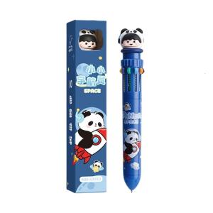 Cartoon Animal Ballpoint Pen 10/12 Colors Retractable Ballpoint Pen School Supplies 0.5mm Multicoloured Pen for Student