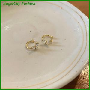 AngelCity Fashion Store 1Pair Shinning Zircon Big Small Butterfly Ear Clip Earrings No Ear Cuff Women Ear Wrap