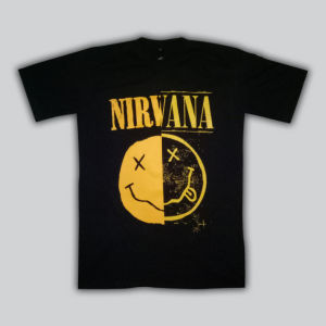 Kaos Band Nirvana Spliced Smiley Logo Grunge Rock Metal Legend 90s Kurt Cobain T Shirt Dewasa Pria Wanita