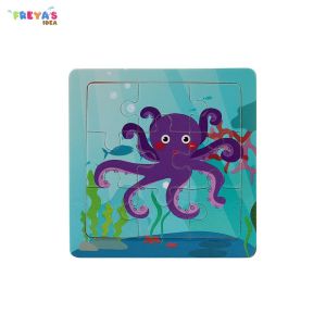 FR-M167 Mainan Edukasi Puzzle Anak Karakter Hewan Dan Kendaraan Puzzle Kayu 9Pcs Mini Wooden Puzzle