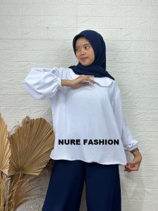 BAJU ATASAN WANITA TUNIK ALIZA CROP BALON CRINKLE