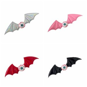 SALOMONER 4PCS Resin Halloween Hairpin Y2k Cosplay Bat Wings Hair Clip Punk Hair Barrettes Bat Duckbill Side Clip Girls