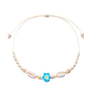 REEBO Adjustable Shell Beads Necklace Weaving Bohemia Chain Choker Vintage Handmade Flower Clavicle Chain Girls