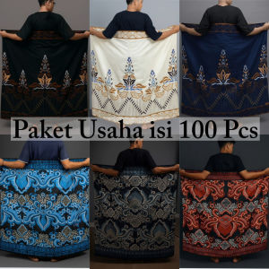 Isi 50 Pcs Sarung Batik Indonesia Free Pouch / Sarung Batik Pria Premium / Sarung Motif Batik Santri Muslim