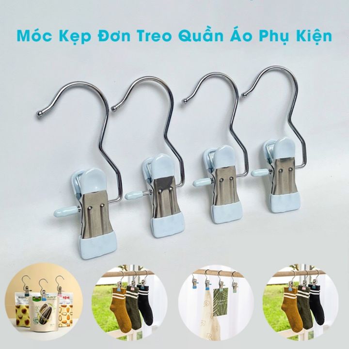 Móc Kẹp Đơn Treo Quần Áo, Mũ, Nón ,Tất, Vớ Bằng Inox Bọc Nhựa PVC Chắc ...