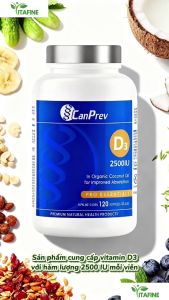 CanPrev Vitamin D3 2500IU – Hỗ Trợ Hấp Thu Canxi Duy Trì Sức Khỏe Xương Tăng Cường Miển Dịch - Hỗ trợ hấp thu canxi và phospho trong cơ thể - Hỗ trợ duy trì hệ xương và răng chắc khỏe - Hỗ trợ chức năng miễn dịch