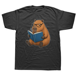 Funny Capybara Bookworm Reading Book T-shirts Men Womens Fashion Casual Tshirt Loose Oversized Streetwear T Shirt