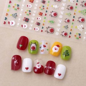 XUNXUAN Elk Self Adhesive Santa Claus Snowflake Manicure Accessories Christmas Nail Art Cartoon Nail Stickers Christmas Nail Stickers Nail Art Decorations Bears Nail Decals