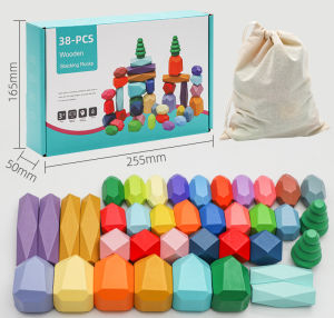 Đồ Chơi Xếp Viên Đá Lên Nhau Cân Bằng Cho Bé Có Túi Bảo Quản Loại 28 Và 38 Viên Gỗ Cao Cấp