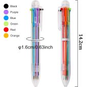 6 in 1 Multi Ball Pen Colored Highlight Pen Stationery Multi-Function Press Color Oil Pen