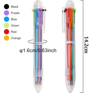 6 in 1 Multi Ball Pen Colored Highlight Pen Stationery Multi-Function Press Color Oil Pen