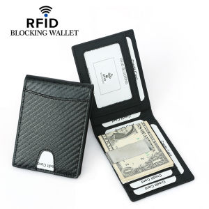 NEW Wallets For Men RFID Blocking Minimalist Front Pocket Thin Small Mens Leather Cash Money Clips Carbon Fibre Black Wallet Credit Card Holder