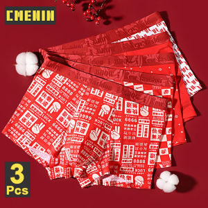 CMENIN  3Pcs Popular Print Cotton Men Underpants Boxers Shorts New Year Red Man Underwear Boxer Quick Dry Mens Panties Boxershorts M1863