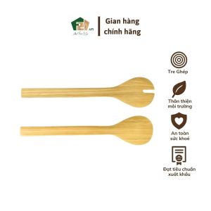 Muỗng nĩa tre combo 2 cái tự nhiên thân thiện môi trường – An toàn cho sức khỏe tiện dùng cho gia đình & quán ăn