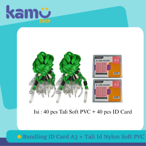 BUNDLING  40 Pcs ID CARD A3 + 40 Pcs Tali ID Nylon Soft PVC ( NYLKSFP )