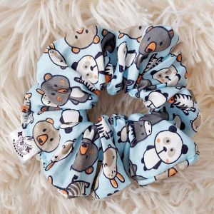 Scrunchy Baby Blue Cute Animals - Large