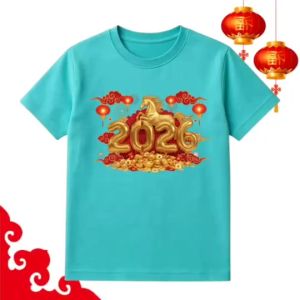 2026 CNY Year of the Horse T-Shirt “Fu” Print 100% Cotton Short Sleeve Adult & Kids
