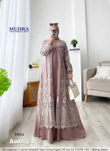 Dress Pesta Design Mewah Tile Organza Mix Ceruti Full Furing Sleting Depan FIt to XL PB 142 Cm Audrey 2