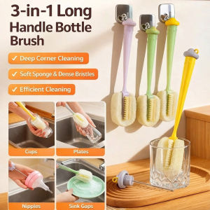 Long Handle Cup Cleaner Brush/3-in-1 Multi-functional/Straw And Lid Cleaning/Household Cleaning Tool/For Family Use