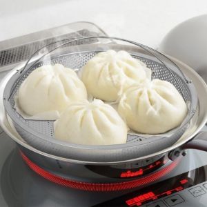 Kitchen Stainless Steel Food Steamer with Handle Durable Multi-purpose Bread Seafood Steaming Tray