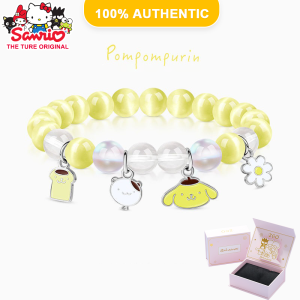 100% Authentic Sanrio Pompompurin Bracelets for Girls Cats Eye Stone Crystal Bracelet Fashion Bangle Bracelets Jewelry Accessories Birthday Gift Lover Gift 6021