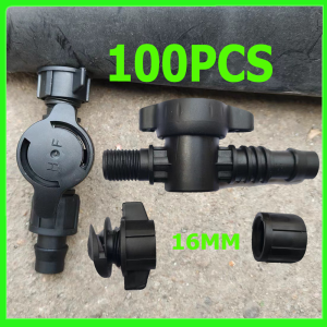 วาล์วน้ำหยด 16 มม 100ชิ้น/แพ็ค ใส่สายส่งน้ำ ท่อผ้า ท่อแบน วาล์วด้ามกลมใส่ง่าย เกลียวล็อค