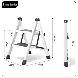 Ladder Folding Ladder 2/3 Step Household Carbon Steel Kitchen Step Stool Black Foldable Step Ladder