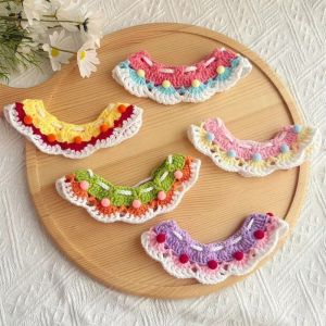 JAYNEBIO 2pcs Handmade Pet Birthday Hat Knitted Photo Decoration Dog Neck Accessories Cute Dog Neck Set
