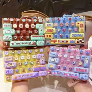 Juviaal 26-Key keyboard keychain fidget fidget clicker fidget toys Cute Design Decompression Button Toy Transparent Dual-Tone Simulation Keyboard Keyboard Keychain Keychain keyboard Pendant Childrens Bag