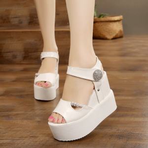 EUltra High Heels 12cm Thick Bottom Platform Sandals Summer Wedge Stiletto Womens Diamond Wedding Princess Style ShoesL730