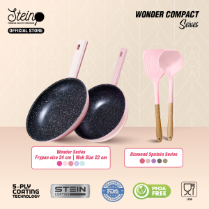 STEIN Wonder Compact Series Wajan Panci Set (Wok 22cm dan Fry 24cm)+ Bundle Diamond Spatula