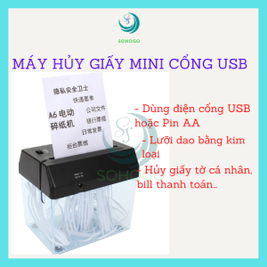 Máy hủy giấy tự động dùng pin hoặc điện cổng USB mẫu A5 A6 phù hợp cho văn phòng trường học công sở. Máy hủy tài liệu văn phòng mini