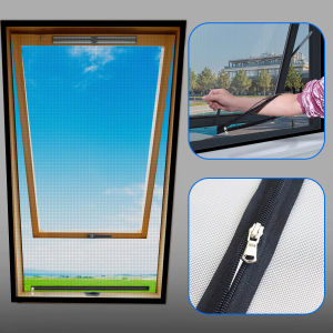 New Attic Skylight Mosquito Net Window Screen With Zipper Invisible Customizable Size Black Mesh Summer Mosquito Washable