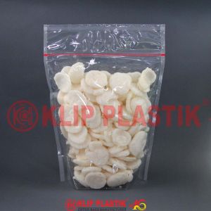 Plastik Klip PP / Standing Pouch / Seal Lebar / Plastik kemasan Snack / Plastik PP (kaku) / Zipper bag / ukuran 22.5+5 x 20cm (ukuran dalam plastik)