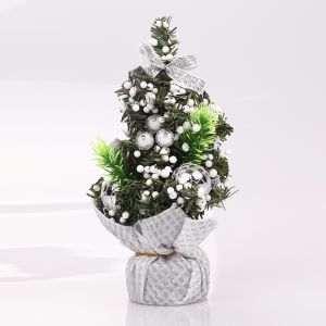 Mini Tabletop Artificial Christmas Tree With Ribbon Bow Ball Xmas Tree Ornaments Home Party Decor