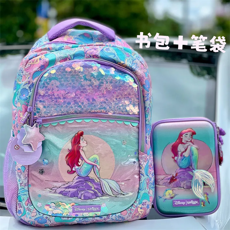 Backpack mermaid princess Ariel shcoolbag Pencilcase Lunchbox bag student boy and girl bookbag Lazada Singapore