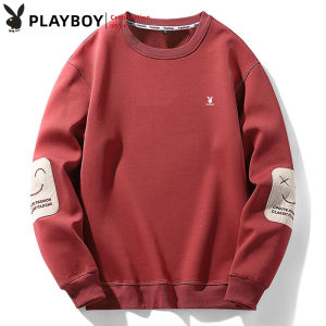 Playboy Mens Thin Thick Sweater Casual Fashion Loose Long Sleeve Sweater Pullover Top
