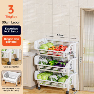 Dejavu Rak Susun Troli Dengan Roda Rak Susun Tingkat 3/4/5 Rak Dapur Keranjang Multifungsi HRK523