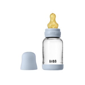 BIBS l Baby Glass Bottle Round Latex 1 Pack-Slow Flow 120ML