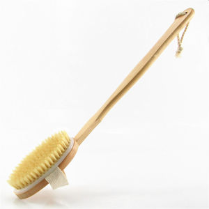 YADOU Wooden Handle Bath Brush Bath Pig Bristle Brush Long Handle Wooden Back Rubbing Bath Towel Removable Soft Fur Massage Bath Brush