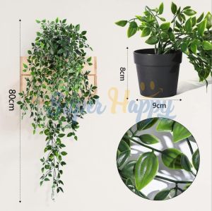 ต้นไม้ปลอมแบบแขวน พร้อมกระถาง เถายูคาลิปตัสปลอม ใบไม้เลื้อยประดิษฐ์ สําหรับแขวนตกแต่งผนังบ้าน สํานักงาน