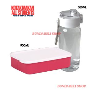 Kotak Makan All Students Set Of 2pcs(Kotak Makan 900ml dan Botol 550ml)- Bunda Beli Shop