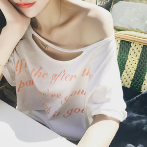 Ssee U Áo thun nữ Áo thun tay ngắn hở vai Hàn Quốc cho nữ mới áo tay ngắn rộng thời trang mùa hè và đa năng