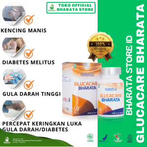 GRATIS ONGKIR GLUCACARE BHARATA OBAT HERBAL DIABETES KERING BASAH MELITUS GULA DARAH AMPUH BPOM