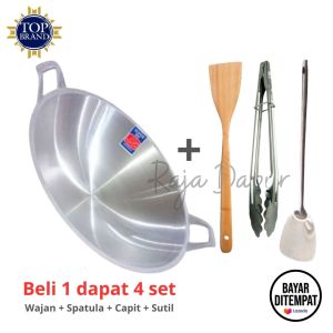 JUAL MURAH...BELI 1 DAPET 4 paket wajan penggorengan anti lengket + sepatula + sutil + capit gorengan terlaris 2023