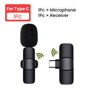 2 in 1 K9 Wireless Lavalier Microphone Lavalier Microphone Portable Audio Video Recording Mic For iOS Android Type c for Live Vlogging Mobile Phone Microphone