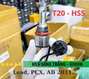 Đèn led siêu sáng cho xe máy honda pcx 2011 - lead 110 -ab đầu bò 2012 - chân hs5 - T20 có quạt tản nhiệt