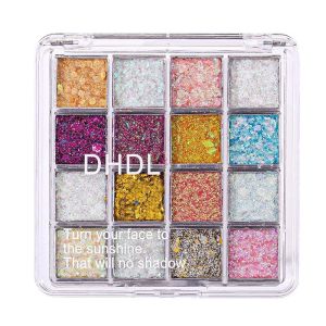 16 Color Mermaid Sequin Eyeshadow Palette Glitter Shimmer Sparkle Highlighter Eye Shadow for Dance Party Stage Womens Cosmetics