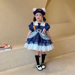 Váy Công Chúa Cho Bé Gái Váy Liền Cảnh Sát Thỏ Mẫu Mới Mùa Hè Váy Sinh Nhật Trẻ Em Váy Gạc Bồng Bềnh Lolita